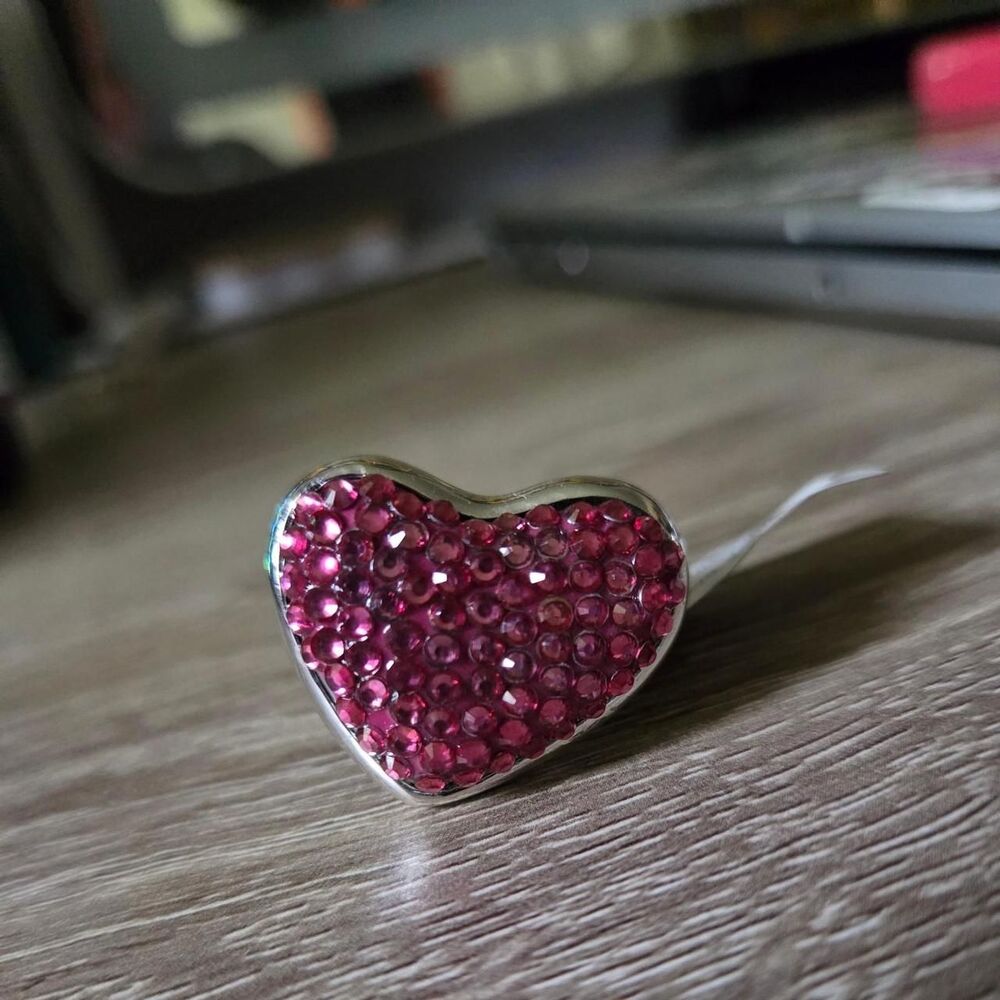 Pink Rhinestone Heart Ring - Picture 1 of 4